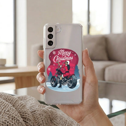 Motorcycle Santa Girl Merry Christmas Clear Case for Samsung Galaxy | Graphic Phone Cover