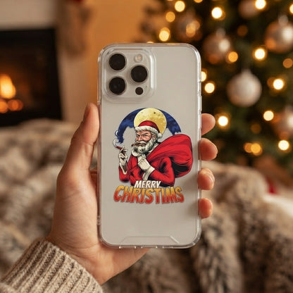 Bad Santa Smoking Cigar Merry Christims Clear Case for iPhone | Vintage Holiday Cover