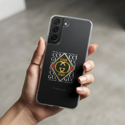 Luxury Geometric Emblem Print Clear Case for Samsung Galaxy
