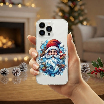 Psychic Trippy Psychedelic Santa Claus Clear Case for iPhone | Trippy Xmas Portrait Cover