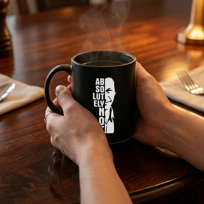 Imran Khan Absolutely Not Vertical Typography Black Ceramic Mug - Bold Face Silhouette Political Statement Coffee Cup (11oz)