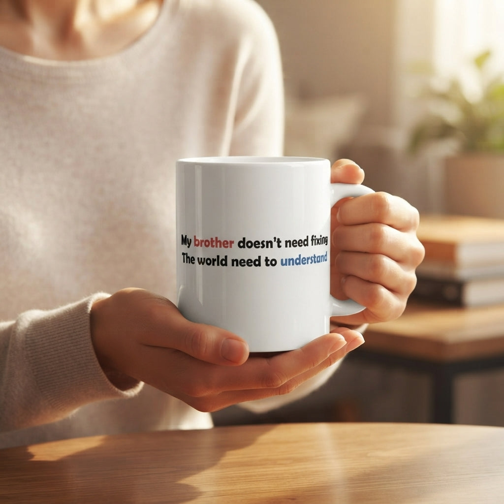 Autism Awareness Brother Support Graphic Ceramic Cup – Proud Brother Advocacy Drinkware