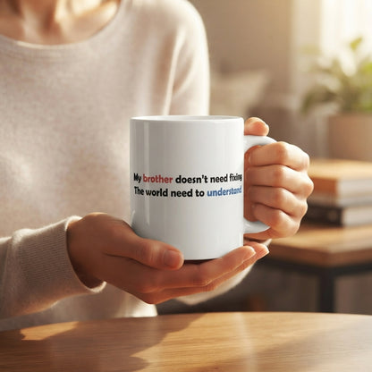 Autism Awareness Brother Support Graphic Ceramic Cup – Proud Brother Advocacy Drinkware