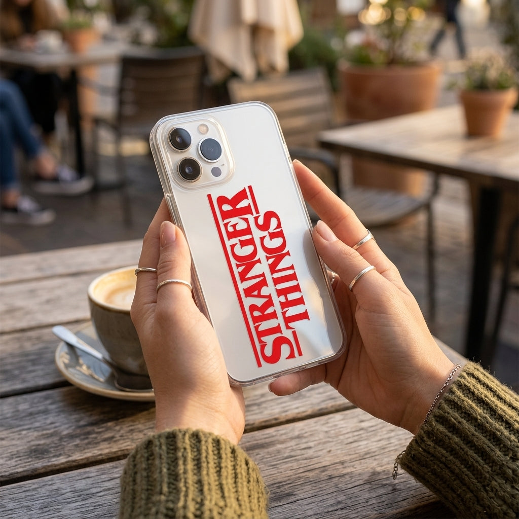 Stranger Things Red Logo Clear iPhone Case | TV Show Cover
