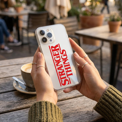 Stranger Things Red Logo Clear iPhone Case | TV Show Cover