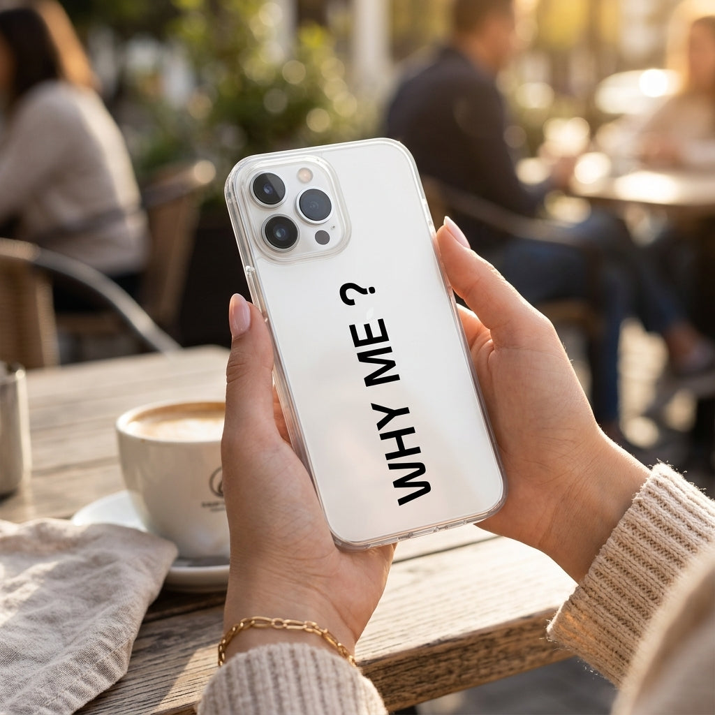 "WHY ME ?" Text Graphic Phone Case | Minimalist Matte Cover