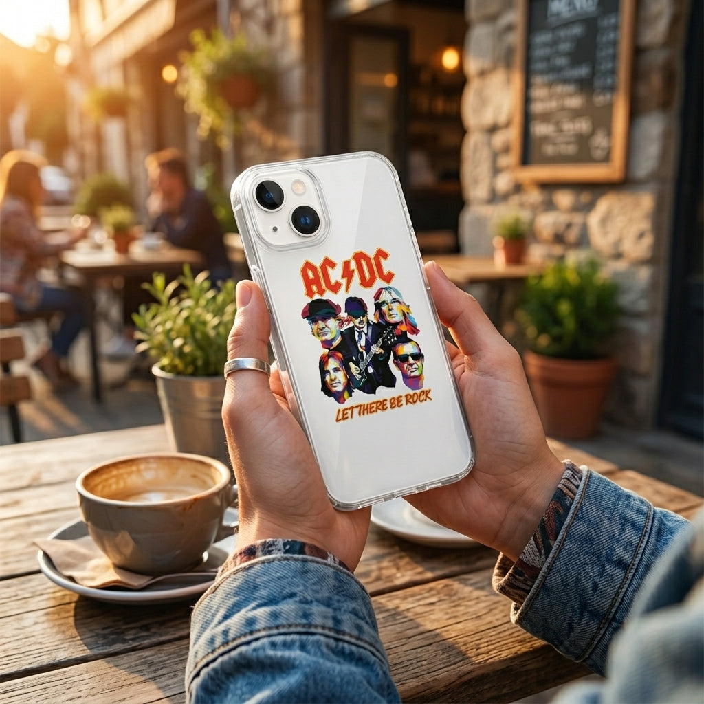 AC/DC "Let There Be Rock" Graphic Clear Phone Case