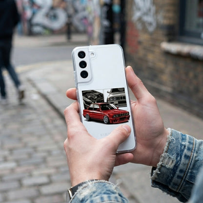 Classic Red E30 Coupe Sports Car Clear Phone Case – Automotive Graphic Cover