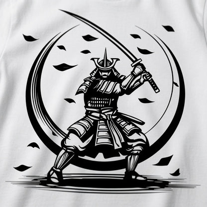 Samurai Moon T-Shirt Japanese Katana Graphic Tee White