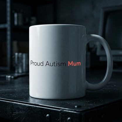Proud Autism Mum Mug – Minimalist Ceramic Coffee Cup, Autism Awareness Gift for Moms