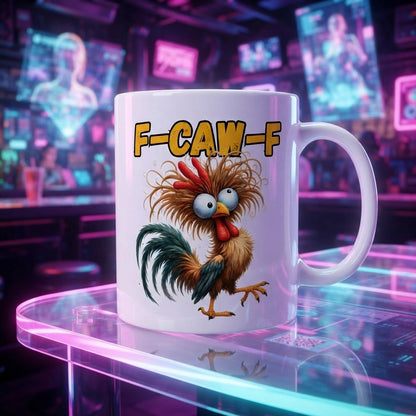 F-CAW-F Funny Rooster Coffee Mug – Cartoon Chicken Ceramic Mug, Funny Coffee Gift
