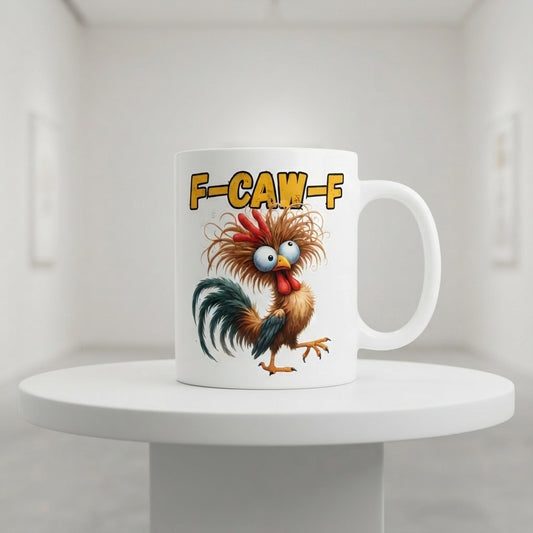 F-CAW-F Funny Rooster Coffee Mug – Cartoon Chicken Ceramic Mug, Funny Coffee Gift
