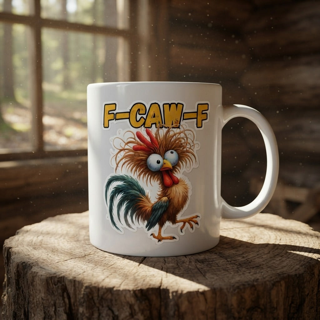 F-CAW-F Funny Rooster Coffee Mug – Cartoon Chicken Ceramic Mug, Funny Coffee Gift