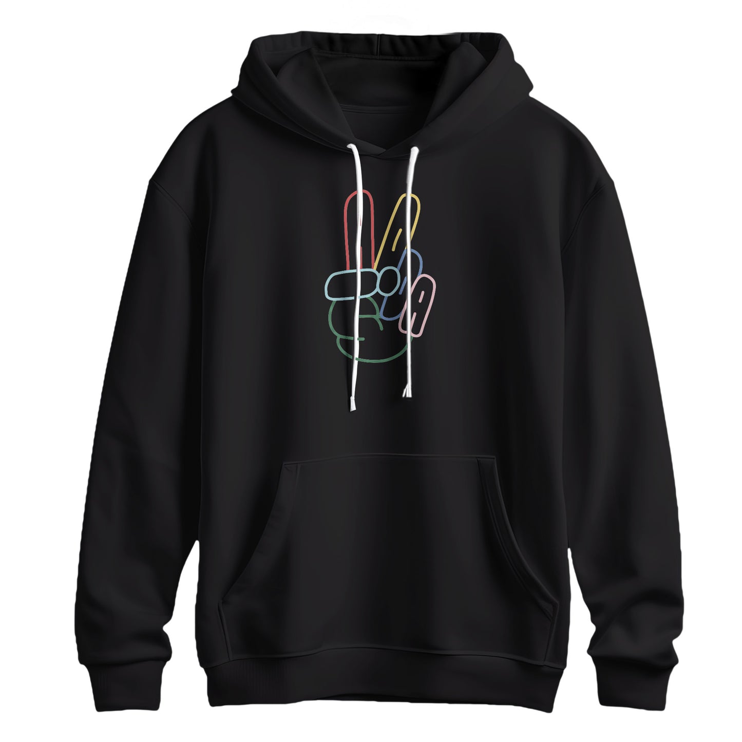 Classic Neon Peace Sign Graphic Hoodie
