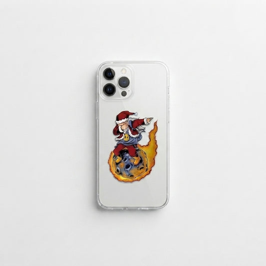 Dabbing Santa Riding Meteor Clear Case for iPhone | Funny Space Christmas Phone Cover