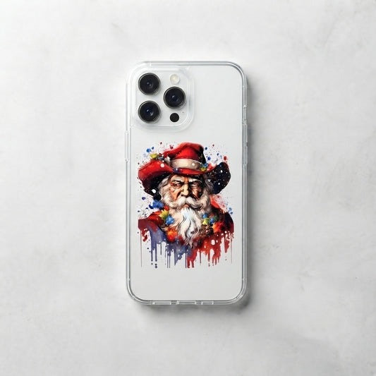 Watercolor Vintage Santa Claus Clear Case for iPhone | Artistic Christmas Portrait Phone Cover