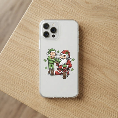 Santa and Elf Cannabis Pipe Clear Case for iPhone | Funny Weed Christmas Phone Cover