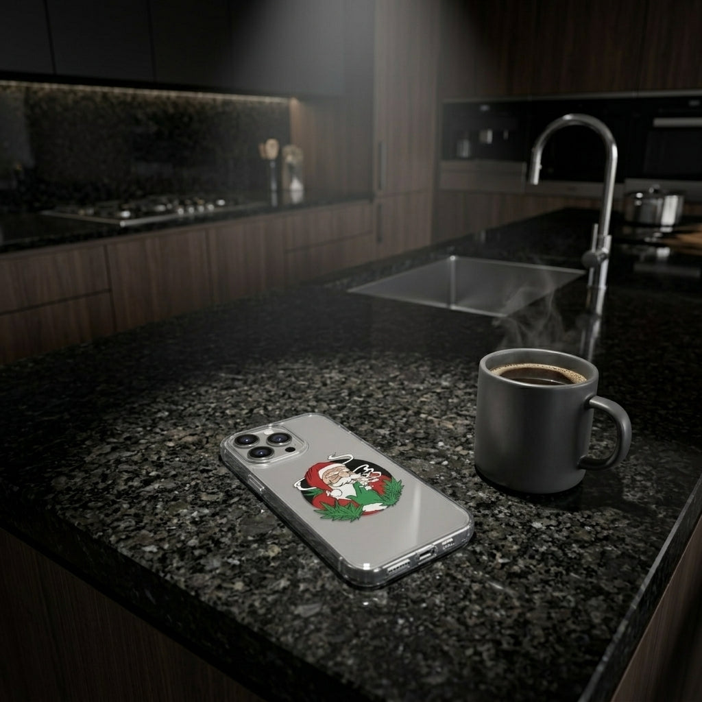 Cool Smoking Santa Graphic Clear Case Funny Christmas Holiday Protective Phone Cover for iPhone