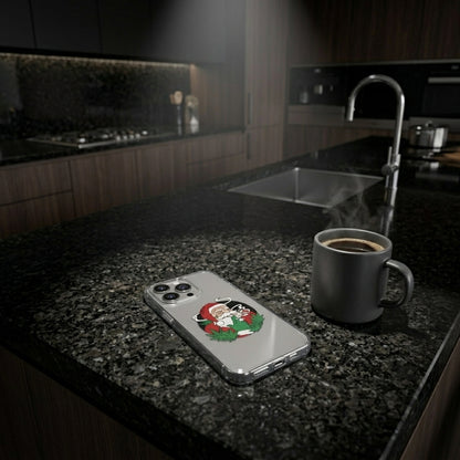 Cool Smoking Santa Graphic Clear Case Funny Christmas Holiday Protective Phone Cover for iPhone