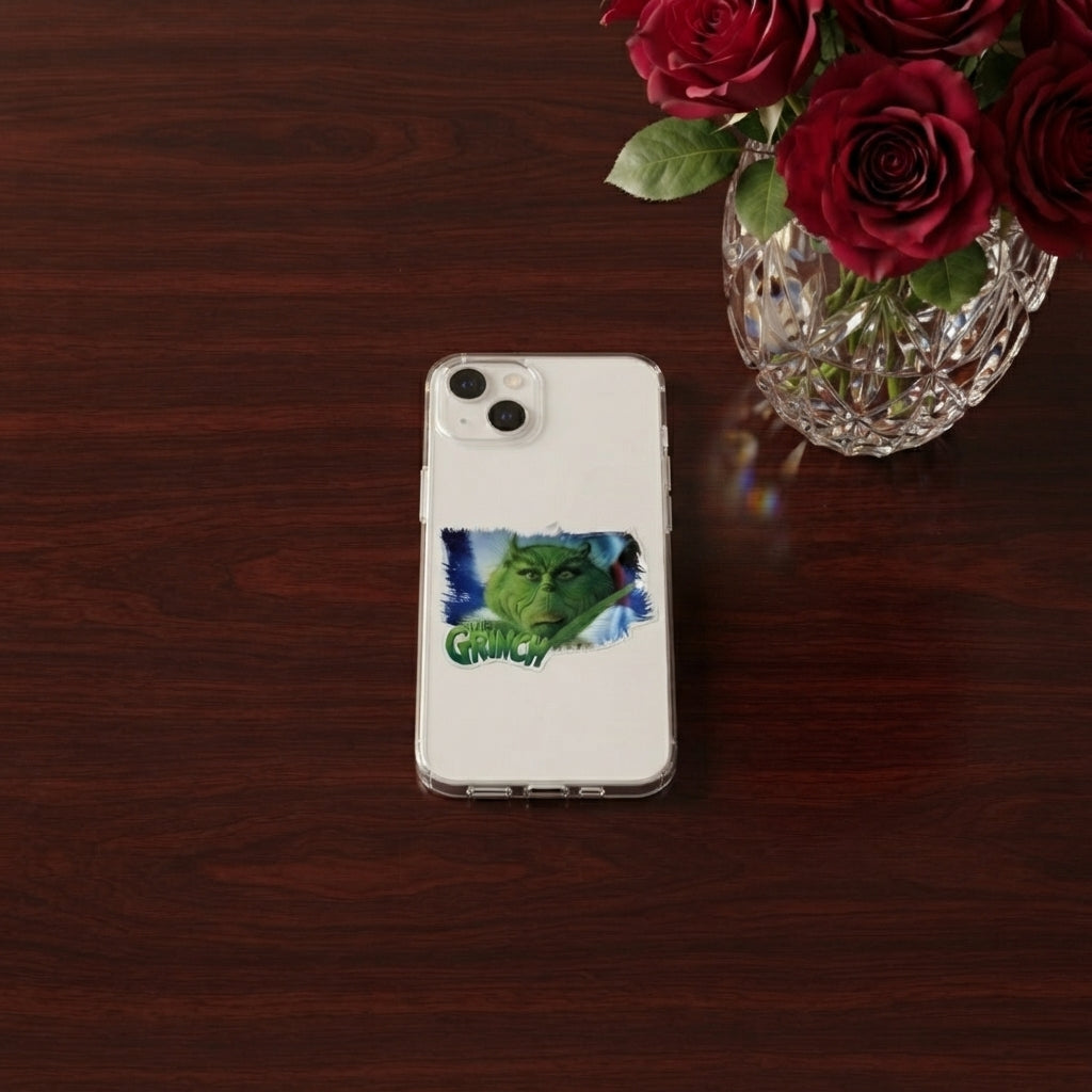 The Grinch Christmas Graphic Clear Case Funny Green Movie Character Protective Phone Cover for iPhone