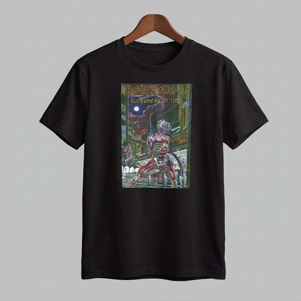 Iron Maiden Somewhere in Time Retro Sci-Fi Graphic T-Shirt