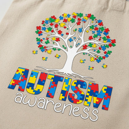 Autism Awareness Tree Canvas Tote Bag – Love Support Accept Understand Tote