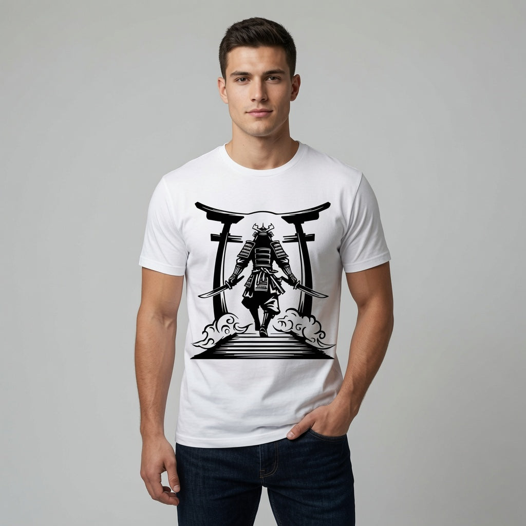 Samurai Torii Gate T-Shirt Japanese Graphic Tee White