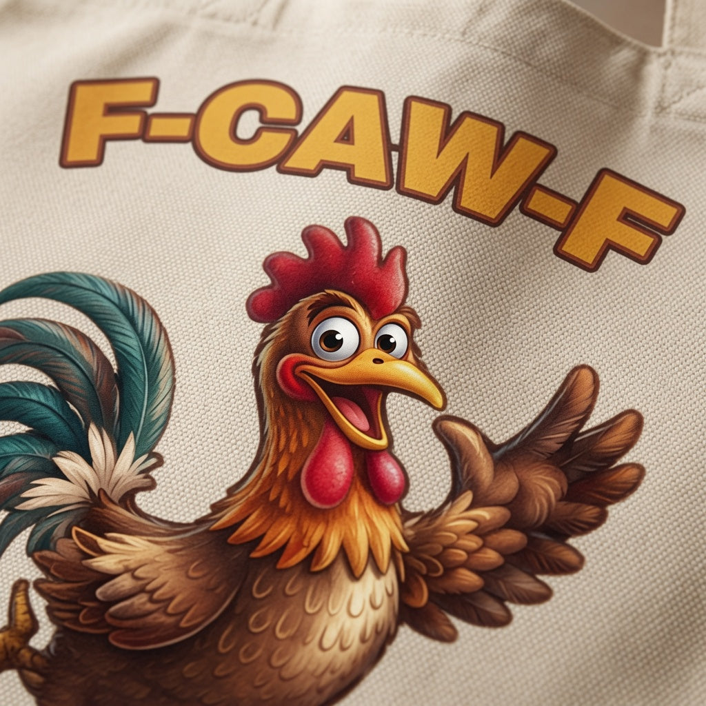 Running Rooster "F-CAW-F" Funny Canvas Tote Bag