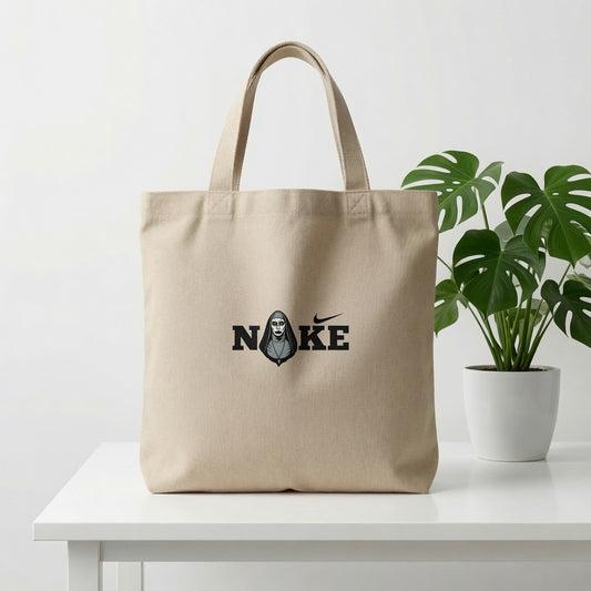 Horror Movie Valak Graphic Canvas Tote Bag | Spooky Aesthetic Gothic Tote