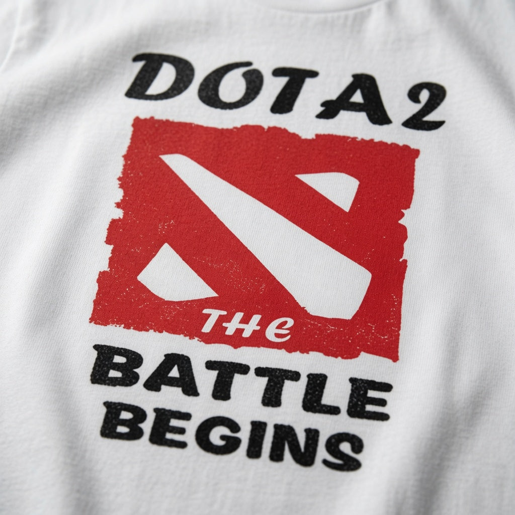 Dota 2 T-Shirt The Battle Begins Gaming Graphic Tee MOBA Gamer Gift Men's Black