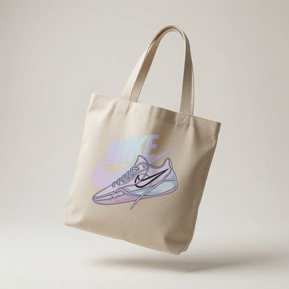 Pastel Sneaker Graphic Canvas Tote Bag - Aesthetic Streetwear Shoulder Bag