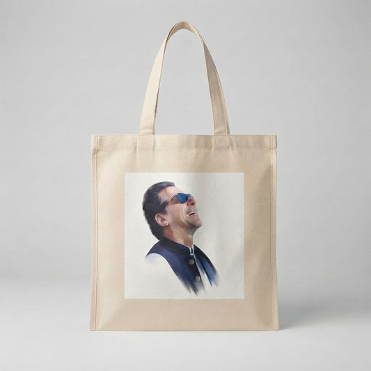 Iconic Laughing Man Graphic Canvas Tote Bag – Eco-Friendly Cotton Carryall