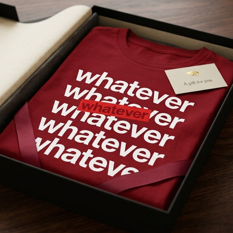 Minimalist Whatever Stacked Lettering Graphic T-Shirt - Premium Cotton Streetwear Tee in Red, Black, Blue & White (XS to 4XL)