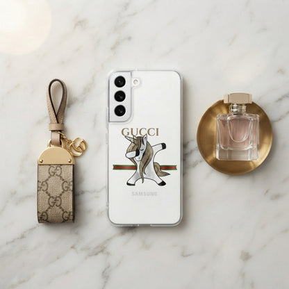 Dabbing Unicorn Designer Monogram Clear Case for Samsung Galaxy