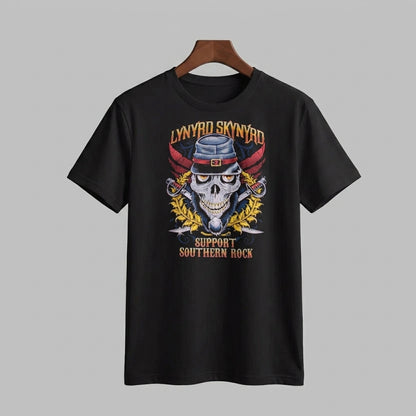 Lynyrd Skynyrd Support Southern Rock Skull Graphic T-Shirt