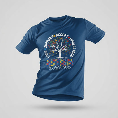 Autism Awareness Tree T-Shirt | Love Support Accept Understand Tee