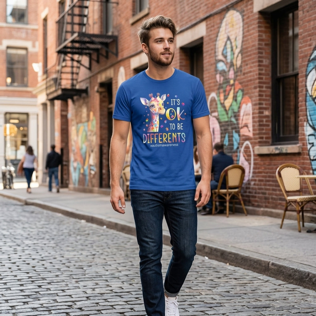 It's OK to Be Different Giraffe T-Shirt | Autism Awareness Graphic Tee