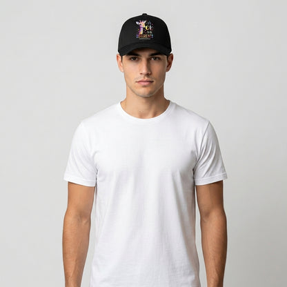 Autism Awareness It's OK To Be Different Colorful Giraffe Baseball Cap (Black)