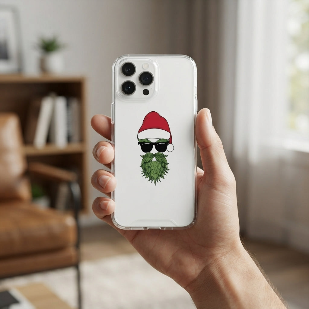 Cool Santa in Sunglasses Graphic Clear Case Funny Christmas Holiday Protective Phone Cover for iPhone