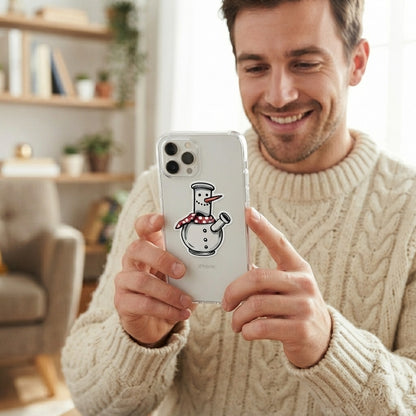 Funny Snowman Bong Graphic Clear Case Festive Holiday Protective Phone Cover for iPhone