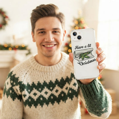Have A Lit Christmas Graphic Clear Case Funny Holiday Weed Leaf Protective Phone Cover for iPhone