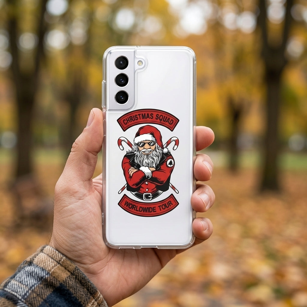 Cool Santa Christmas Squad Worldwide Tour Clear Case for Samsung Galaxy | Graphic Phone Cover