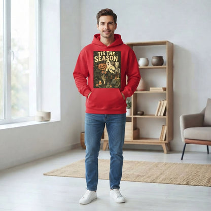 Tis The Season Spooky Collage Ghost Skeleton Pumpkin Graphic Pullover Hoodie