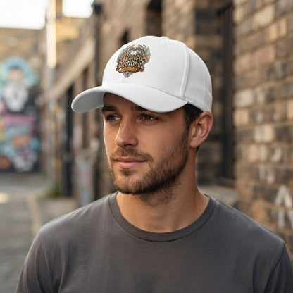 Harley Davidson Vintage Winged Emblem Graphic Baseball Cap - Biker Cap (Black & White)