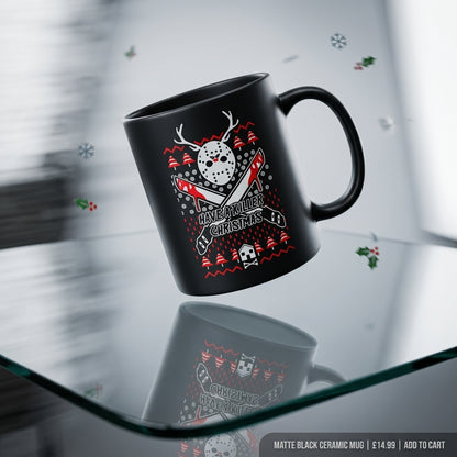 Funny "Have A Killer Christmas" Ugly Sweater Coffee Mug 11oz - Black Ceramic Tea Cup