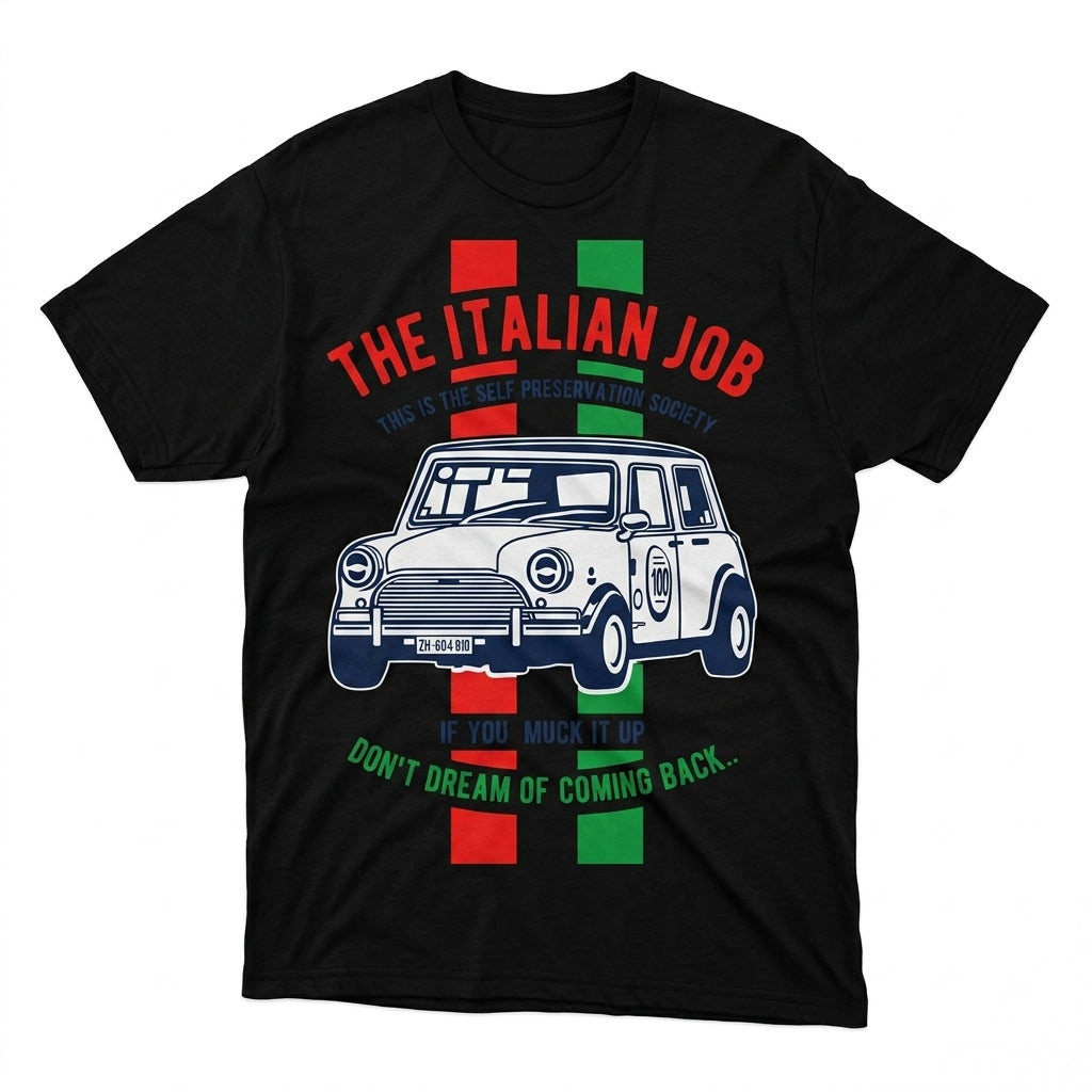 The Italian Job Mini Cooper Retro British Racing Graphic T-Shirt