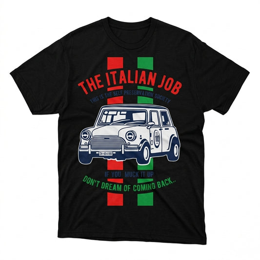 The Italian Job Mini Cooper Retro British Racing Graphic T-Shirt