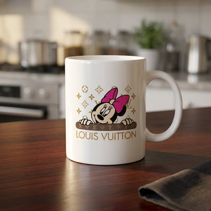 Cute Minnie Mouse Peeking Monogram Vinyl Sticker – Waterproof Decal for Mugs