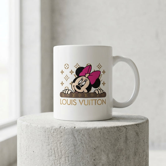 Cute Minnie Mouse Peeking Monogram Vinyl Sticker – Waterproof Decal for Mugs