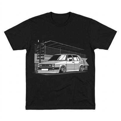 Volkswagen Golf Mk2 Stance Culture Drag Strip Monochrome T-Shirt
